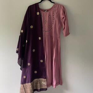 Indian Pakistani Bollywood Pant Suit Dress with Dupatto